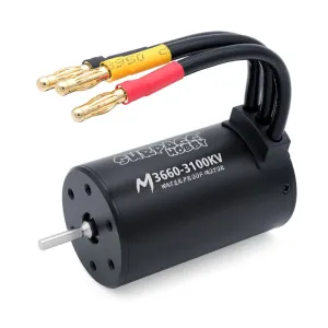 SURPASS HOBBY M3650 M3660 3.175mm Shaft 4.0mm Gold-Plated Connectors All-Black Waterproof Brushless Motor for 1/10 RC Car Models