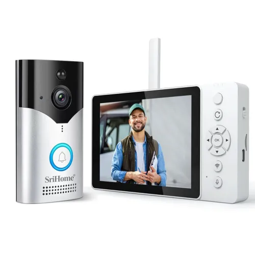 SriHome SH054-DH002 4MP HD WiFi Wireless Video Intercom System Doorbell Camera 120 Viewing Angle PIR Motion Sensor Infrared Night Vision