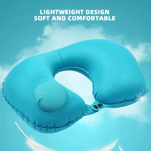 U-Shaped Travel Pillow Press Inflatable Pillow Neck Portable Foldable Outdoor Travel Car Aircraft Inflatable Ring Neck Pillow