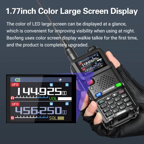Baofeng UV-5RH PRO GPS Walkie Talkie Multi Band Wireless Copy Frequency NOAA Long Range Two Way Ham Radio Rechargeable Portable Handheld Communication Device