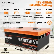 UDirect Cloudenergy 12V 450Ah LiFePO4 Battery Pack Backup Power 5760Wh 2560W Energy 6000+ Cycles Built-in 200A BMS, Support in Series/Parallel, Perfect for Replacing Most of Backup Power, RV, Boats, Solar, Trolling motor, Off-Grid CL12-450