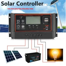 12V/24V10A-100A LCD Display Dual MOS PWM Control Solar Charge Controller with USB Solar Controller for Solar System Use