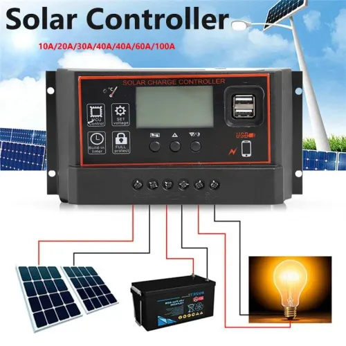12V/24V10A-100A LCD Display Dual MOS PWM Control Solar Charge Controller with USB Solar Controller for Solar System Use