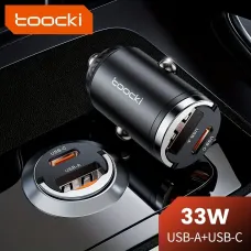 Toocki 33W Car Charger USB-A+USB-C Dual Output Supports PD/QC3.0 Mini Ring Design for iPhone15/iPhone14/iPhone13/iPhone12/ Pad Pro/Air/Mini series/GPS/Driving Recorder