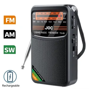 TG-66 Portable Radio AM FM SW Pocket Radio with Rechargeable Battery Good Reception Supports Wired Earphone Mini FM Receiver Radios