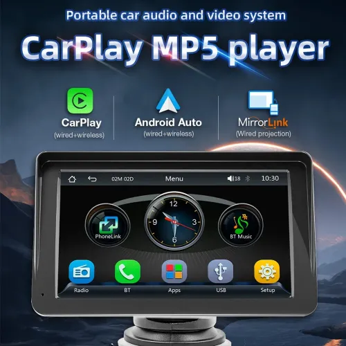 7Inch Touch Screen Portable Wireless CarPlay & Android Auto MP5 BT5.0 Version WIFI Car Radio Multimedia Video Player