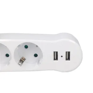 1PCS Dual USB Ports 1 to 3 Way EU Standard Power Adapter Socket Strip Porous Terminal Board 16A Conversion Plug