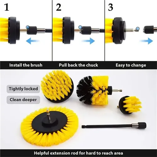 5PCS Drill Brush and Power Scrubber Set Versatile Cleaning Solution with Extendable Attachment High Quality Polyester Fiber Easy Installation & Car Polishing Tool Kit