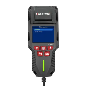 Konnwei KW700 12V 24V Car Truck Automotive Lead-Acid Battery Tester With Printer Battery Analyzer Cranking Test Charging Test 10-2000CCA Check Voltage CCA Internal Resistance SOC SOH