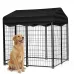 PawGiant Large Dog Kennel Outdoor Dog House with Roof 4ft x 4.2ft x 4.45ft Heavy Duty Metal for Large to Small Dog, Outside Dog Kennel Pet Crate Cage Playpen with UV-Proof Waterproof Cover
