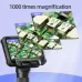 HD Digital Microscope 5X-1000X 12MP 4.3 Inch IPS Screen 1080P Video 8 LED Lights Type-C Suitable for motherboard repair, PCB inspection, mineral inspection and observation