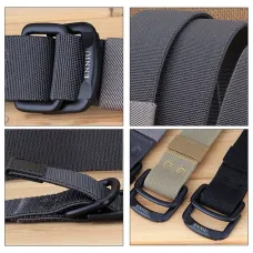 ENNIMilitary Equipment Belt Men Elastic Nylon Tactical Belts For Jeans Pants Solid Strap Canvas Double Ring Metal Buckle Waist Belt
