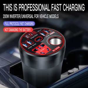 12V 24V to 220V Power Inverter with Multi-function Car Socket Charger Fast Charging for Mobile Phones Car Inverter Charger Power Converter QC3.0 USB Fast Charging