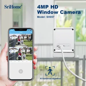 Srihome SH057 4MP HD Security Camera Dual Band WiFi 5GHz AI Human Detection Two Way Audio Night Vision Easy Installation Window Camera for Home Safety