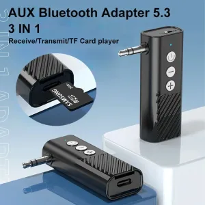 D28 3 in 1 bluetooth Transmitter Receiver 3.5mm Audio AUX Adapter Supports TF Card Hand-Free Call for Car Speaker