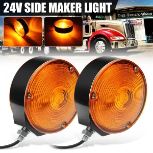 24V Side Maker Light Earring Amber Mirror Lamp For Trailer Truck Lorry