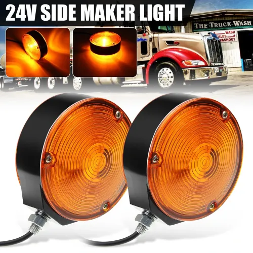 24V Side Maker Light Earring Amber Mirror Lamp For Trailer Truck Lorry