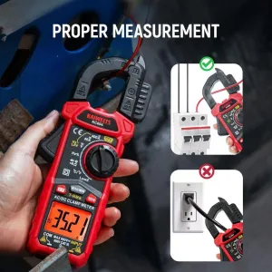 KAIWEETS KC604 Digital Clamp Meter True-RMS AC/DC Voltage Current Tester NCV Detection Auto Shut-Off LCD Backlight 1.1 Inch D-Shaped Jaw