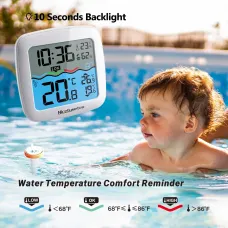 Wireless Pool Thermometer Floating 200ft Range Digital Indoor Outdoor Temperature Humidity Monitor 3 Channels High Precision Sensor Backlit Display