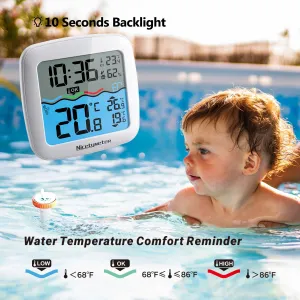 Wireless Pool Thermometer Floating 200ft Range Digital Indoor Outdoor Temperature Humidity Monitor 3 Channels High Precision Sensor Backlit Display