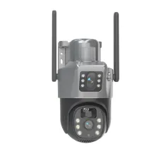 6MP Dual Lens WIFI 4G LTE Solar Powered Camera Dual Screen Outdoor IP Camera Solar Panel Audio PIR Security Surveillance Camera IP66 Waterproof Two-way Audio