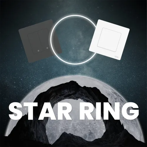 MOES Tuya WiFi Star Ring Smart Light Push Button Switch No Neutral No Capacitor Required Compatible with Alexa Google Home