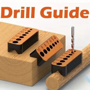PLA Drill Guide 7 Sized Holes 4mm to 10mm Compact Lightweight Woodworking Tool Accurate Alignment and Stable Drilling Orange