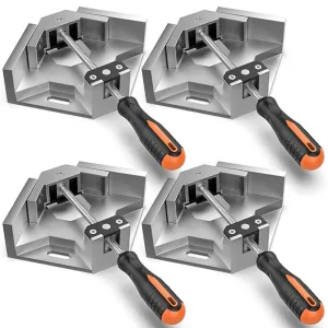 4pcs Right Angle Clamps Housolution Single Handle 90 Aluminum Alloy Corner Clamp Clamps for Woodworking Adjustable Swing Jaw Woodworking Tools Photo Frame Vise Holder