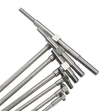 6PCS Telescopic Precision Gauge Set 8-150 mm Internal T Bore Hole Gauge Set Plated Square Head Telescopic Gauge Micrometer Measuring Tools