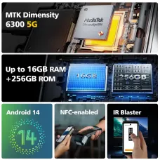 Ulefone Armor Mini 20 Pro 5G Versatile LED Light 4.7 inch 50MP Camera 64MP Night Camera 16GB 256GB 33W Fast Charge 15W Wireless Charge Android 14 NFC Dimensity 6300 IP68 IP69K Waterproof Rugged Smartphone