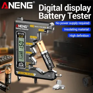 ANENG BT173 Battery Tester Digital Display Multi-Type Compatibility No Power Required Lightweight ABS Material Universal Voltage Reader