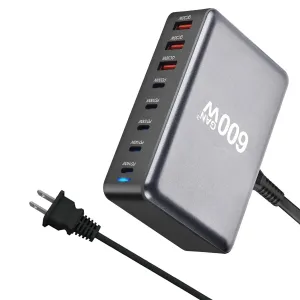 [GaN Tech]Bakeey YMX-600W 600W 8-Port USB PD Charger 5USB-C+3USB-A QC PD3.1 Fast Charging Desktop Charging Station EU Plug US Plug for iPhone 16 15 Plus 14 13 12 Pro for Huawei Mate XT for Xiaomi 15pro for Oppo A5 Pro