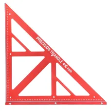 16 Inch 400mm Woodworking Triangle Measuring Ruler Aluminum Alloy Red High Precision 90/45 Degree Angle Clear Metric Scale for Measuring Drawing