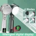 Shower Head High Pressure Digital Display Four Modes Handheld Bathroom Shower Accessory Water Saving Pressurized Adjustable Spray LED Temperature Display