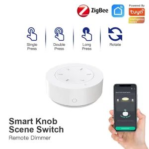 Tuya ZigBe Smart Knob Switch Wireless Scene Switch Button Remote Dimmer Battery Powered Automation Scenario Smart Life APP