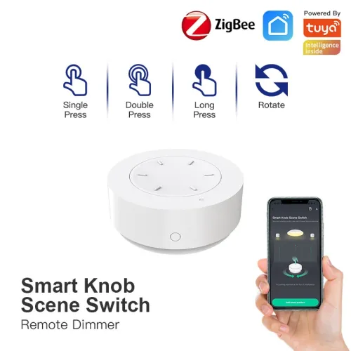 Tuya ZigBe Smart Knob Switch Wireless Scene Switch Button Remote Dimmer Battery Powered Automation Scenario Smart Life APP