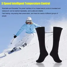 Dual-sided Heated Winter Cotton Socks for Men and Women USB Rechargeable Electric Heated Long Thermal Stockings for Outdoor Skating Skiing Hunting Fishing