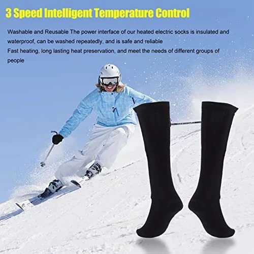 Dual-sided Heated Winter Cotton Socks for Men and Women USB Rechargeable Electric Heated Long Thermal Stockings for Outdoor Skating Skiing Hunting Fishing