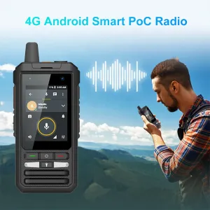 UNIWA F80S Android Zello Real PTT 4G Walkie Talkie PoC Radio 2.4 Inch Touch Screen 4000mAh Battery Long Range GPS GLONASS Beidou Rugged Communication Device with SOS Emergency Button