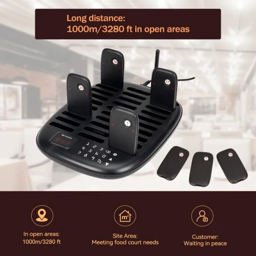 10/16/30PCS Retekess TD175 TD175S TD175P Restaurant Pager System 1000m Range 30 Pagers Set Vibration Flashing Beep Wireless Paging System