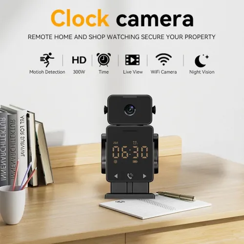 C11 3MP Tuya WiFi PTZ Robot Camera with Time Display 180 Viewing HD Night Vision Motion Detection Two-way Audio Alarm Setting Surveillance Security Cameras