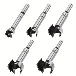Forstner Drill Bit Set High Carbon Steel Woodworking Tools 5pcs 15mm 20mm 25mm 30mm 35mm Self Centering Hole Saw Wood Plastic Plywood Round Shank Precision Cutting