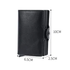 Automatic Elastic Credit Card Holder Mens Wallet Double Layer Aluminum Alloy Credit Card Holder Fashion Simple Metal Credit Card Holder
