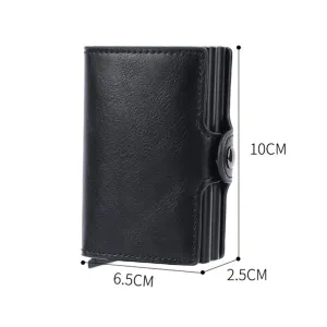 Automatic Elastic Credit Card Holder Mens Wallet Double Layer Aluminum Alloy Credit Card Holder Fashion Simple Metal Credit Card Holder