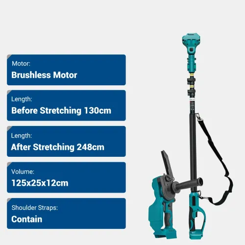 2-in-1 Brushless Motor Chainsaw Pole Saw Combo Adjustable Length 130-248cm with Automatic Oiling 180 Degree Adjustable Head Secure Locking Buckle and Shoulder Strap Included Ideal for Efficient Garden Maintenance