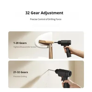 Xiaomi Mijia Brushless Electric Drill 2 50Nm Torque 1900mAh Battery Type-C Wood Metal Concrete Multi-functional Smart Power Tool Adjustable Speed High-performance Motor