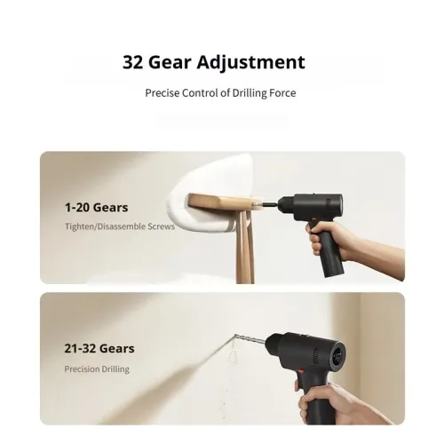 Xiaomi Mijia Brushless Electric Drill 2 50Nm Torque 1900mAh Battery Type-C Wood Metal Concrete Multi-functional Smart Power Tool Adjustable Speed High-performance Motor