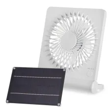 3 Speeds 5V 6W Portable Rechargeable Fan Battery Operated Fan Solar Panel Powered For Household Camping Travel Outdoor