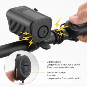 BENGGUO 2-in-1 LEBicycle Front Light with Bell Horn 4 Super Bright LEDs 500mAh Battery Type-Charging Safe for Night Cycling