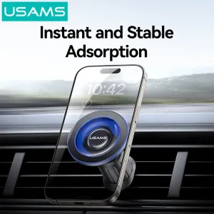 USAMS ZJ081 Magnetic Car Phone Holder Vent Clip Mount Strong Magnetic Suction 360 Adjustable Rotation Hook Base Wide Universal for iPhone 17 17Pro 16 15 14 Pro Max for HUAWEI for XIAOMI for SAMSUNG
